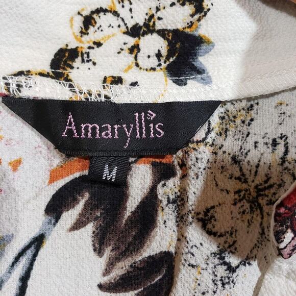 Amaryllis v-neck large floral print sleeveless blouse woman's size medium - Picture 2 of 9